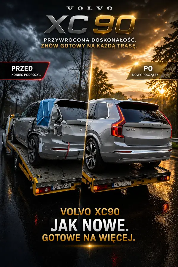 Volvo XC90 przed i po naprawie powypadkowej